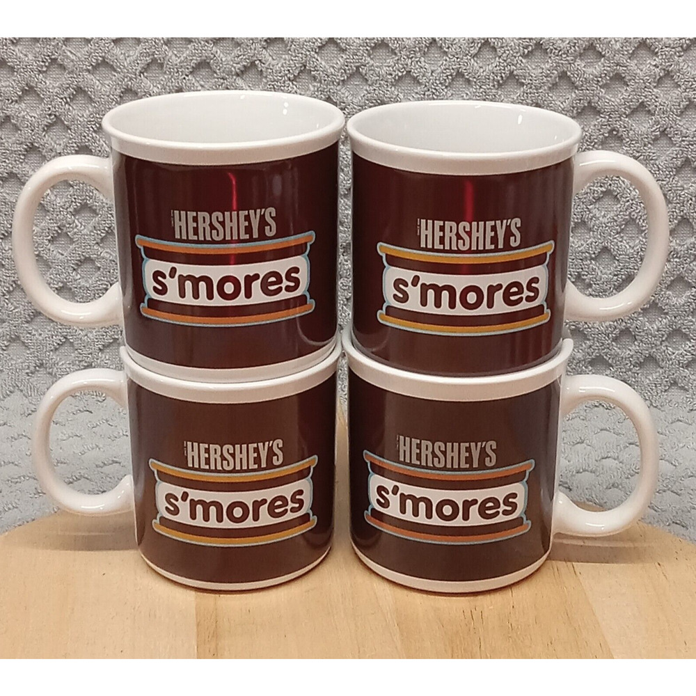 Vtg. Set of 4 Hershey Galerie S'mores Ceramic Coffee Cups Hot Chocolate Mug 8oz.